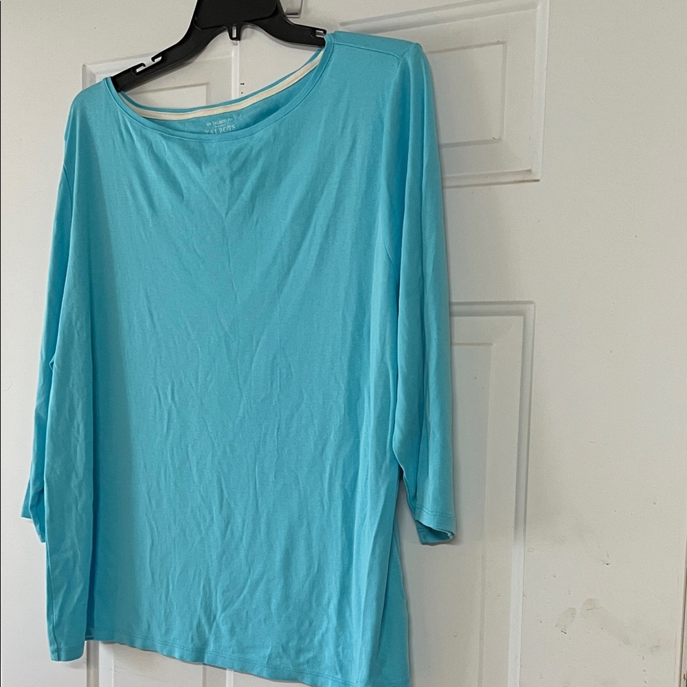 Talbots Aqua 3/4 Sleeve Tee